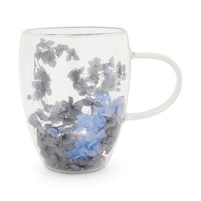 Teeglas doppelwandig, 360ml mit Blumen 'Rose'