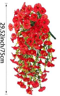 Uplifted Finds Artificial Morning Glory Wall Hanging Vine 75 Cm red
