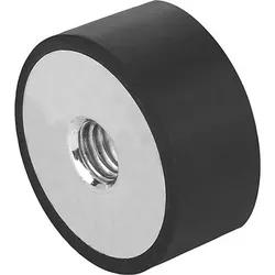 GUMMIPUFFER TYP E INNENGEWINDE M12, D=75, H=40, STAHL, KOMP:ELAST. NATURKAUTSCHUK SHORE 55A, SCHWARZ