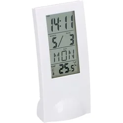 Wetterstation mit Timer - Funk-Wetterstation für Uhrzeit, Datum & Innentemperatur - 12/24-Stunden-Anzeige, Thermometer - Farbe: Weiss