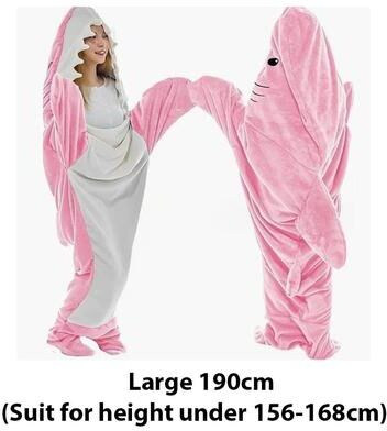 Uplift Picks Cartoon Shark Blanket Hoodie Warm Flannel Wearable Sleeping Bag pink (l)
