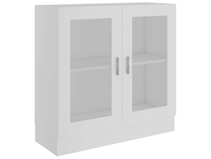 HGFDVCMR Vitrinenschrank Weiß 82,5x30,5x80 cm Holzwerkstoff Kompakte Kommode mit Glastüren und 2 Fächern für Wohnzimmer und Flur, pflegeleicht und zeitlos in Weiß gehalten.