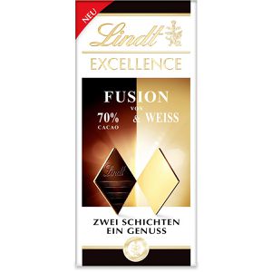 Lindt Tafelschokolade Excellence Fusion 70% Kakao & Weiß, 70% Kakaogehalt in Edelbitter, hauchzart, 100 g