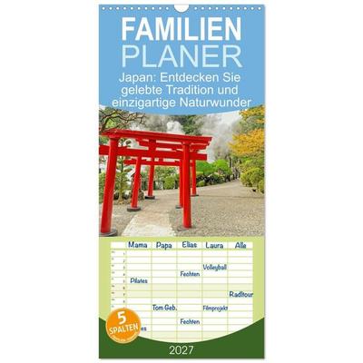 Familienplaner 2027 - Japan: Entdecken Sie gelebte Tradition und einzigartige Naturwunder mit 5 Spalten (Wandkalender, 21 x 45 cm) CALVENDO