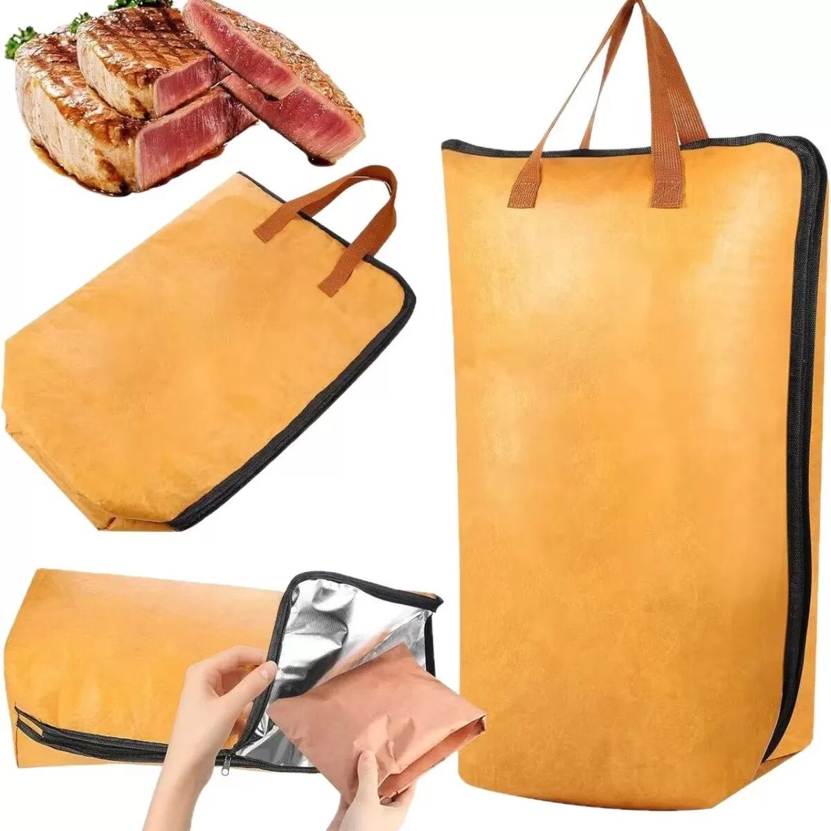INF BBQ Isolierte Thermotasche - DuPont Tyvek Papier kompatibel mit Aluminiumfolie Futter, Faltbarer Wasserdichter S