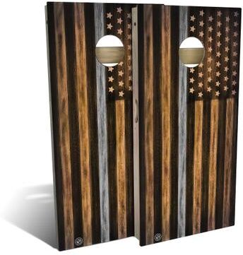 Skip's Garage Charred Corrections Gray Line Outdoor Cornhole Board Set