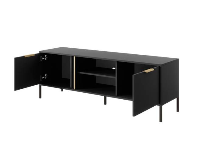 Meuble TV effet bois Noir et Doré