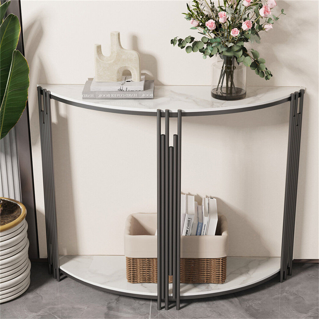 Canora Grey Ancuta 100cm Marble Top Console Table Black
