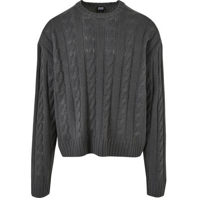 Sweater URBAN CLASSICS "Urban Classics Herren Boxy Sweater", Herren, Gr. S, schwarzshadow, 100% Polyacryl, unifarben, Rundhals, Sweatshirts Sweater
