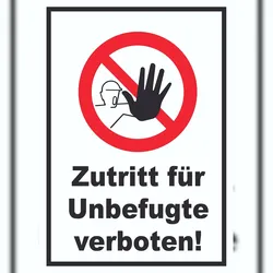 HB-Druck Zutritt für Unbefugte verboten Schild A6 Rückseite selbstklebend