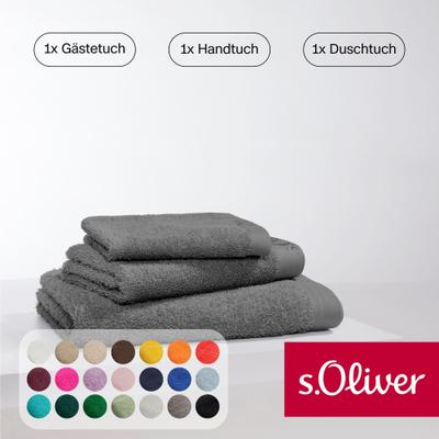 Handtuch Set S.OLIVER "s.Oliver, Premium Qualität, 600 gr/m²", grau, 3 Stk., Walkfrottier, Walkfrottier, Obermaterial: 100% Baumwolle, Handtuch-Sets, 1 Gästetuch 30x50 cm, 1 Handtuch 50x100 cm, 1 Duschtuch 70x140 cm
