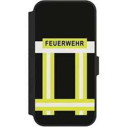 Nivocase Klapphülle für Apple iPhone 14 Handyhülle aus Kunst Leder NIVOflip schwarz Beruf Feuerwehr (Apple iPhone 14), Smartphone Hülle, Schwarz