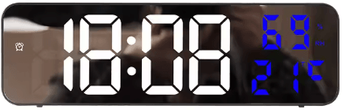 Inspire Picks 9 Inch LED Digital Wall Clock Smart Large Digital Clock With Temperature & Humidity Display mirror Blue Temp 9 Inch