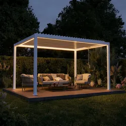 agadon Aluminum Lamellen-Pergola inkl. RGB-LED-Beleuchtung 296 x 395 cm Weiß - Weiß