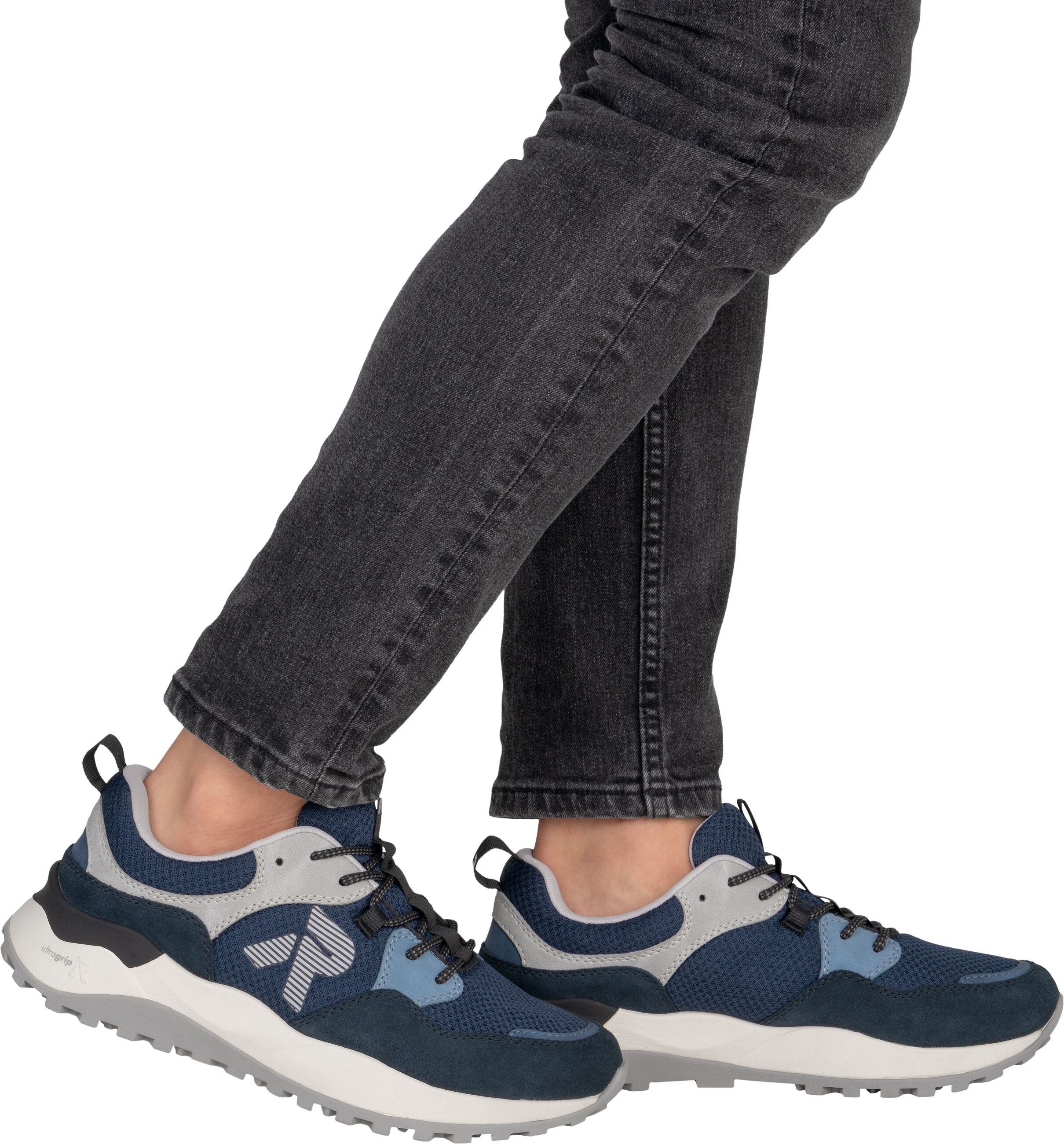 Slip-On Sneaker RIEKER SPORT, Herren, Gr. 45, blau (dunkelblau kombiniert), Lederimitat, Textil, Schuhe Slip-On Sneaker, Sportschuh, Halbschuh, Schlupfschuh mit Gummizug dunkelblau kombiniert 45