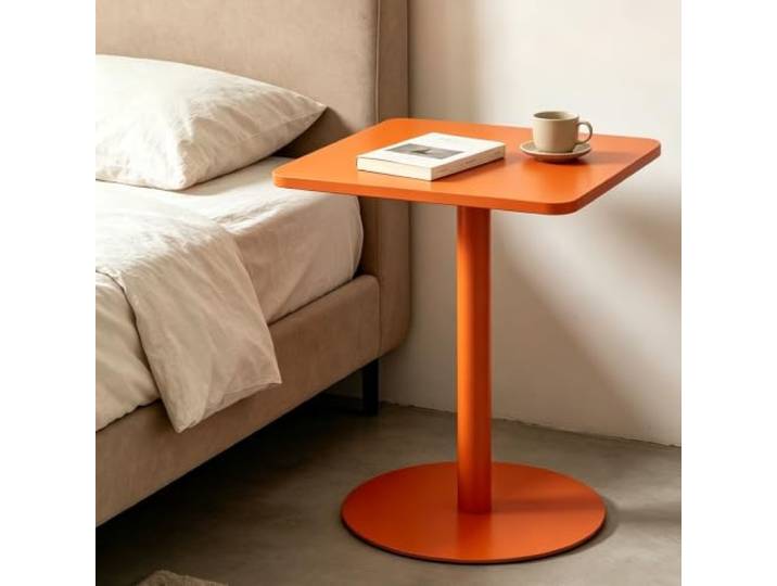 Yopappol Quadratischer Nachttisch Mit Sockel, Einbeiniger Beistelltisch Mit Rundem Sockel, Minimalistischer Nachttisch Für Schlafzimmer, Akzenttisch Für Kleine Räume(70x70x73cm)