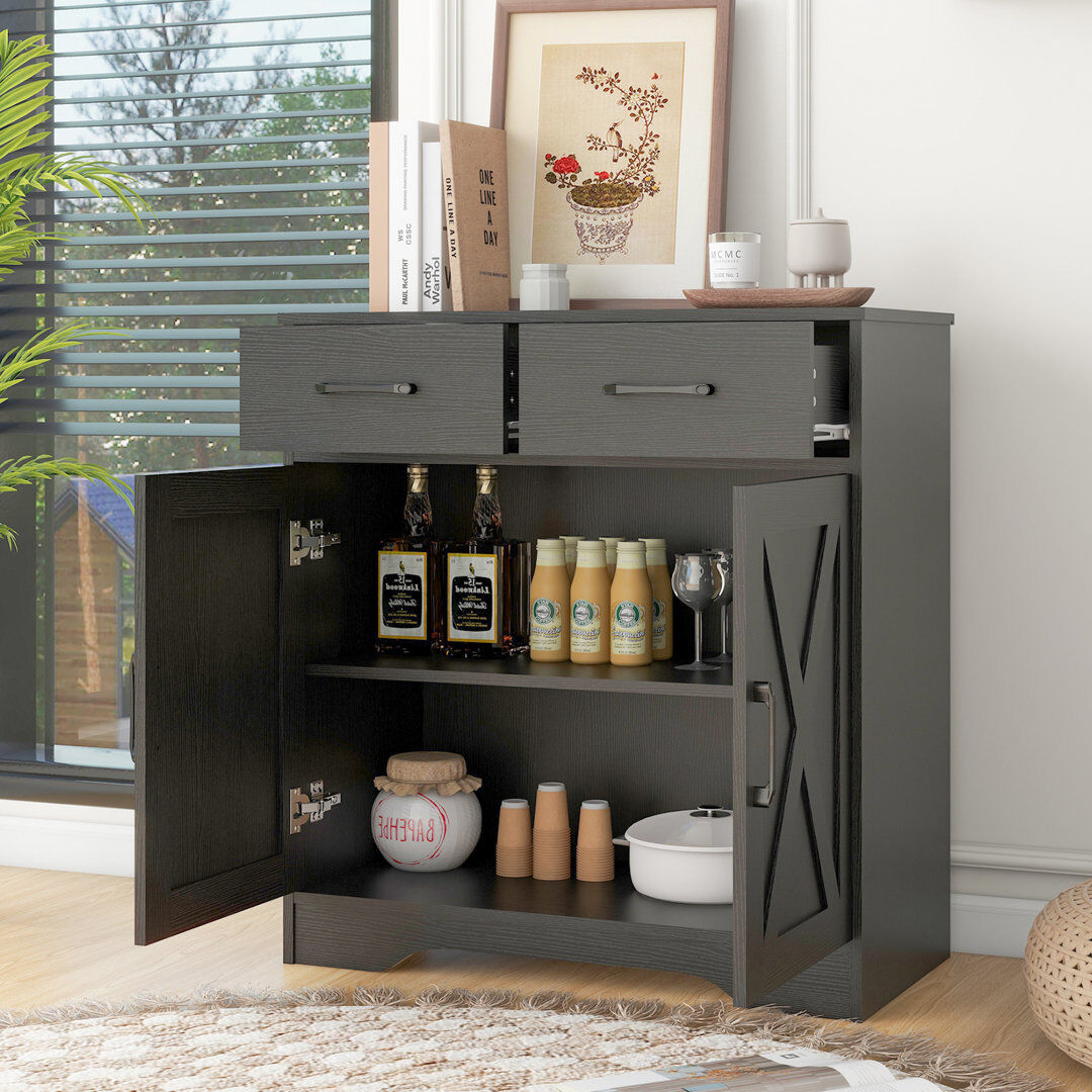 Brambly Cottage 80 cm W Sideboard Black 85.5cm H X 80cm W X 39cm D