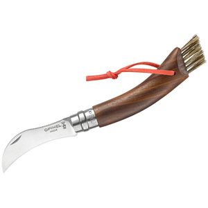Opinel Pilzmesser No.8 Inox, Set, klappbar, mit Bürste, rostfreier Sandvik-Stahl, mit Walnussholzgriff