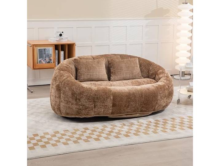 Ball & Cast Sitzsack, Durable Komfort Chenille Lazy Bag, Beanbag Chair mit 2 Kissen für Schlafzimmer, Büro, Kaffee, 2 Sitze