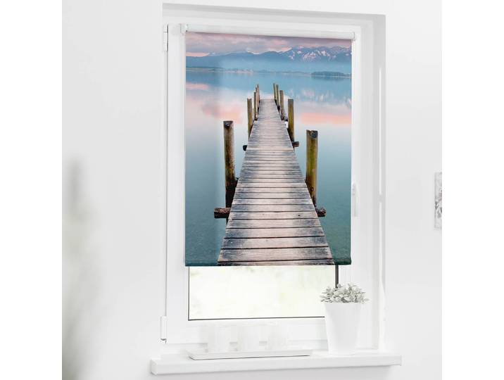 Klemmfix Rollo Steg Abendstimmung 100 x 150cm Blau