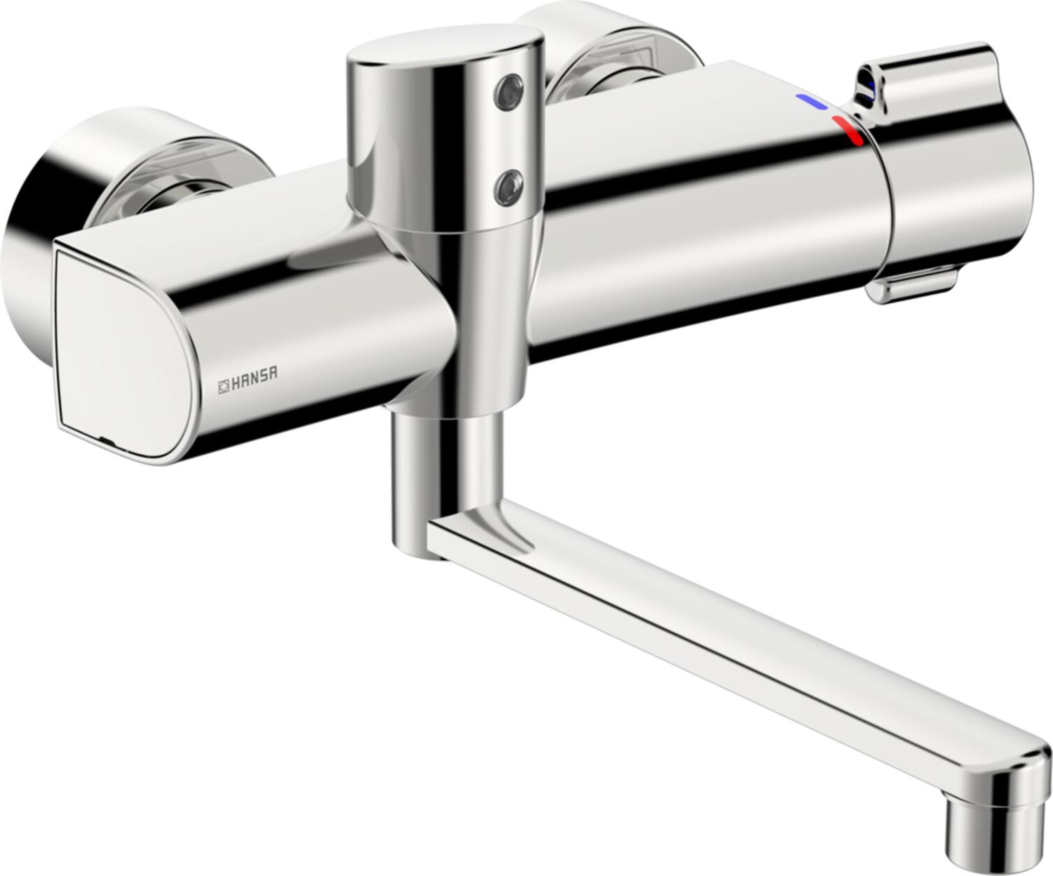 Hansa Infrarot-Waschtischwandarmatur HANSAELECTRA Batteriebetr., THM, Ausl. 286mm, chrom