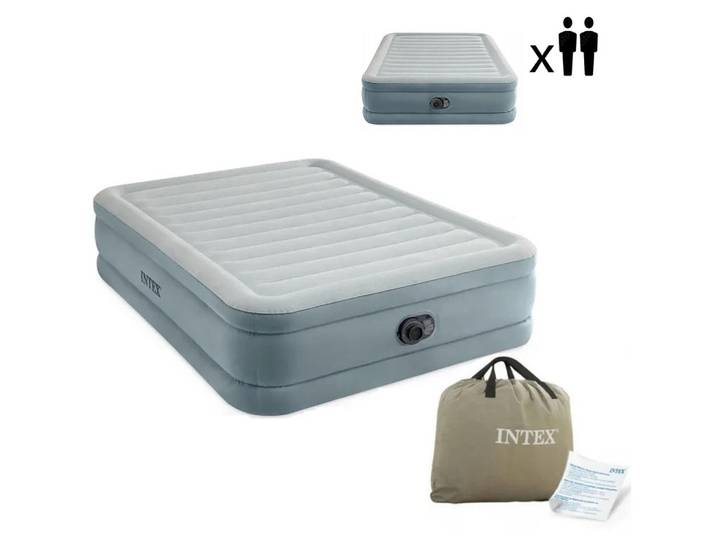 Matelas gonflable double\, dimensions 203x152x46 cm\, avec pompe électrique intégrée INTEX 64824