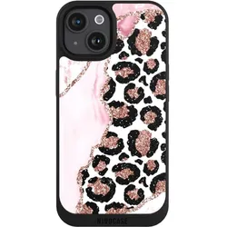 Nivocase Handyhülle für Apple iPhone 15 Hülle NIVOpure Case Schwarz Glitzer Look Leopard Marmor (Apple iPhone 15), Smartphone Hülle, Schwarz