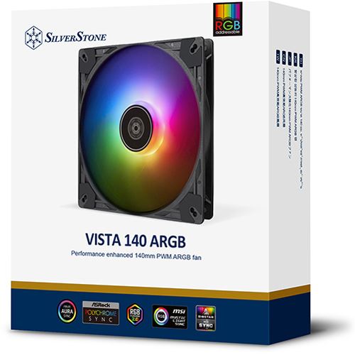 140x140x25mm Silverstone VISTA Performance PWM Lüfter, ARGB - Schwarz