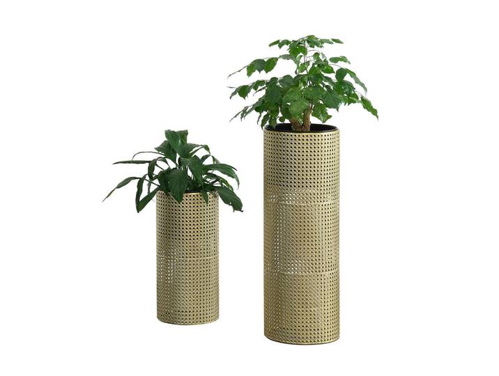 [en.casa] Pflanzenständer-Set 2 Tlg. Lüttich, Goldfarben, Schwarz, Metall, 24x66x24 cm, Dekoration, Blumen & Blumentöpfe, Übertöpfe