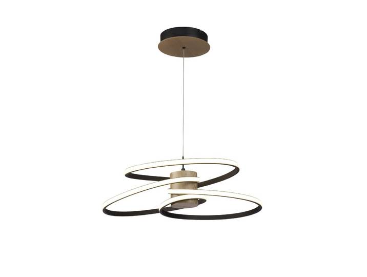 Suspension led moderne originale avec des parties en bois et spirale
