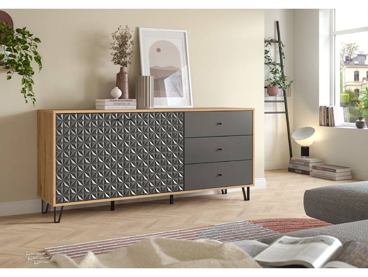 Sideboard Prisma 169 x 76 x 40cm Holz/Grau/Anthrazit/Eiche Dekor