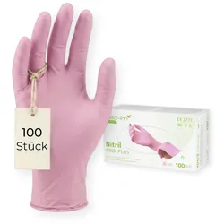 Medi-Inn Nitril Pink Plus Einmalhandschuhe, puderfrei M / 100 Stück