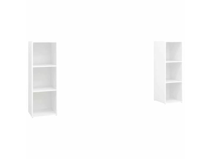 KGFHERENB TV-Schrank 2er-Set Lowboard Weiß 107x35x37 cm Holzwerkstoff Flexibel horizontal oder vertikal im Wohnzimmer und Schlafzimmer nutzbar für strukturierte Multimedia-Ablage.