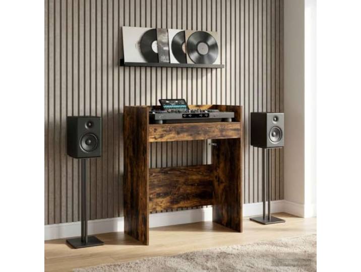 TUERYAFEK DJ Tisch Raucheiche 82x45x102 cm Holzwerkstoff U-Form 82x45x102 cm, Holzwerkstoff, Raucheiche, U-Form, vibrationsdämpfend, vielseitig