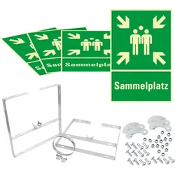 Schild I PERMALIGHT power langnachleuchtend Würfelset Sammelstelle, Aluminium, 400x600mm, inkl.Befestigung