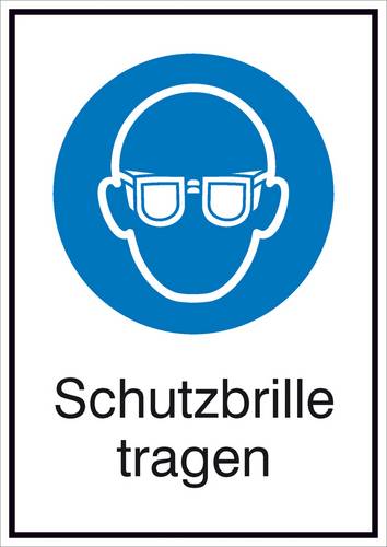 Gebotsschild Schutzbrille benutzen, Hygiene und Abstand Aluminium (B x H) 131mm x 185mm ISO 7010 1St.