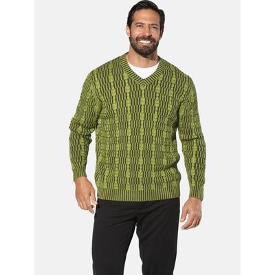 Rundhalspullover JAN VANDERSTORM "Pullover AKSELHEIM", Herren, Gr. L, grün (grün gemustert), Obermaterial: 100% Baumwolle CO., Pullover Rundhalspullover