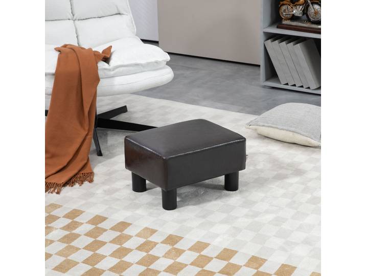 HOMCOM Pouf Tabouret Bas Polyuréthane 40x30x24cm Marron