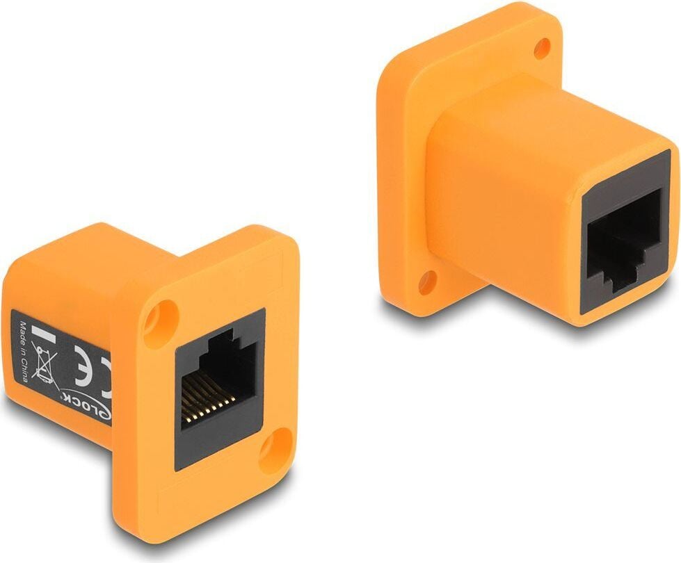 Delock D-type module, RJ45-connector vrouwelijk naar connector vrouwelijk, oranje