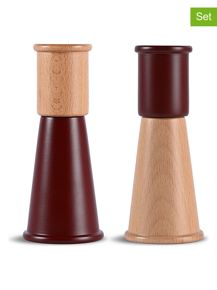 Sagaform 2tlg. Set: Salz- & Pfeffermühle ''Gurekn'' in Bordeaux - (H)15 x Ø 6,5 cm - onesize