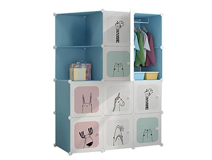 Armoire modulaire enfant - LUNSY - Modèle B10-1 - 10 cubes modulables - Dimensions 111x47x147 cm