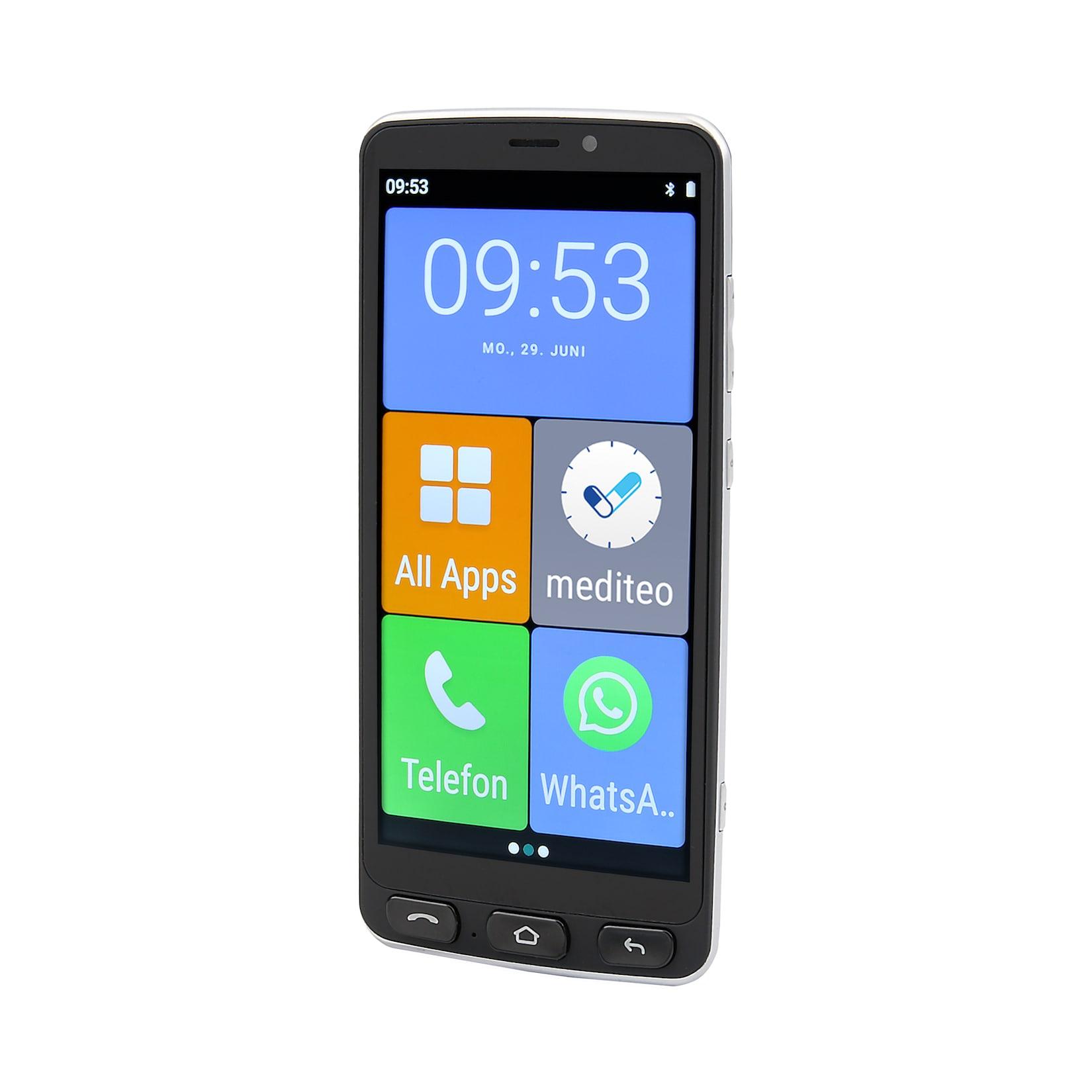 Olympia NEO+ Senioren Smartphone 5,5 Zoll mit Notruftaste Ladestation 4G Dual SIM Schwarz