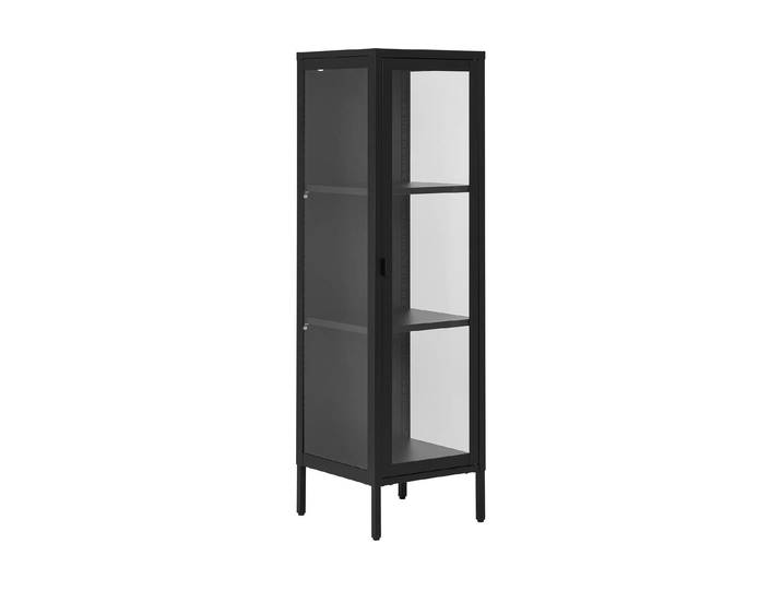 Vitrine HOUSE NORDIC Brisbane , schwarz, H:180cm T:35cm, Metall, Stahl, Schränke, Vitrine