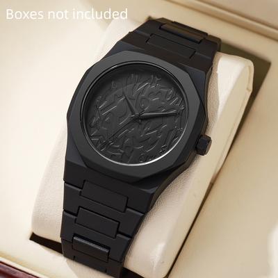 Friendly Fresh Finds Modern All Black Digital Men's Sports Watch Stylish Quartz With Arabic Numerals b