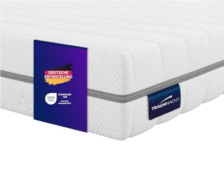 Traumnacht 7-Zonen Kaltschaummatratze H3 140x220 16 cm orthopädisch mittelfest ergonomisch hypoallergen Bezug waschbar Öko-Tex