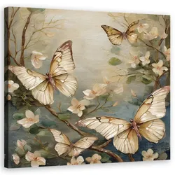WANDBILD schmetterling blumen aquarell