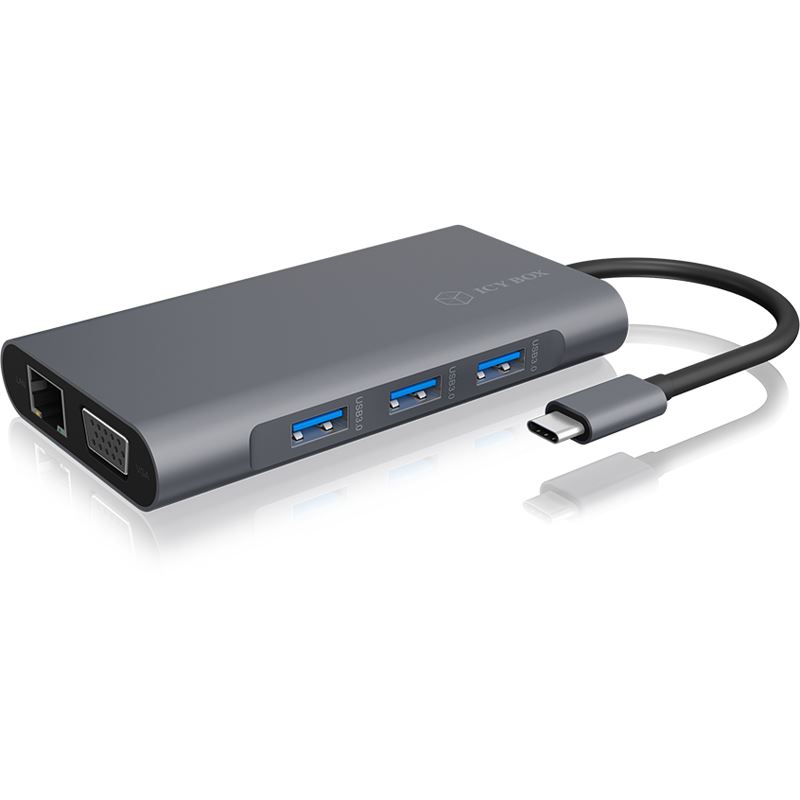 Icy Box Dockingstation IcyBox USB-C -> USB3.0/HDMI/VGA/LAN/SD/mSD/