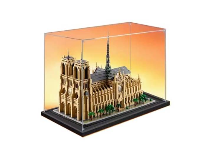 FEIFANBOYANG Transparente Acryl-Vitrine für Lego 21061 Notre Dame de Paris Modell, staubdicht, transparent, Vitrine (45 x 24,9 x 34,8 cm) (nur Vitrine) (2 mm)