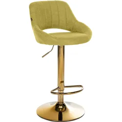 CLP Barhocker Milet Stoff gold - Farbe: grün, Gestellfarbe: gold