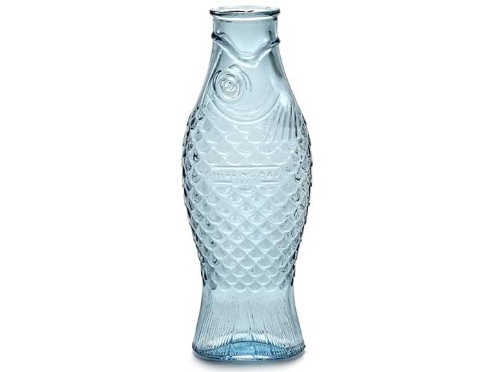 Carafe en verre pour l'eau Collection Fish & Fish par Paola Navone Carafe 850 ml Bouteille transparente bleu pour boissons Convient comme vase